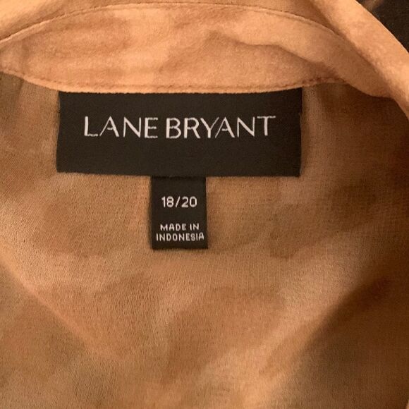 Lane Bryant Leopard Ombre Plus Size 18/20 Sheer Blouse Button Up Long Sleeve - Picture 5 of 8